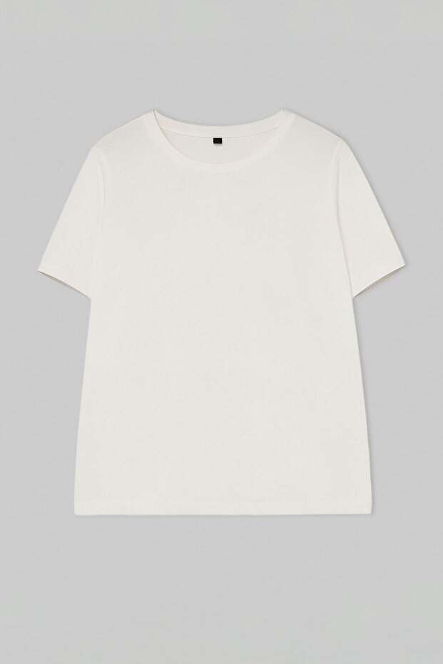 Lila-Sarı-Ekru 3'lü Paket Büyük Beden T-shirt TBBSS25BF00071 - 12