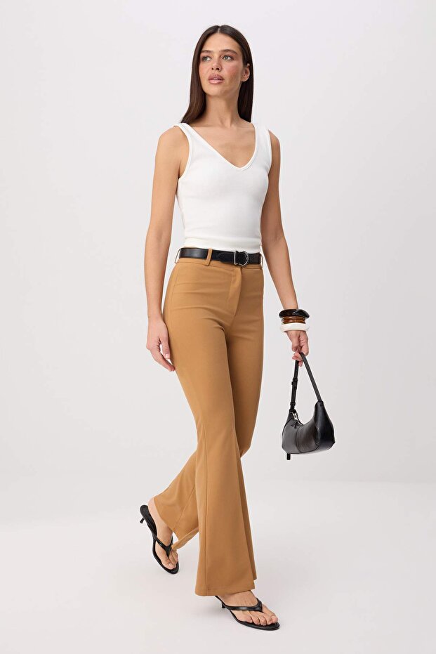 Camel Flare Dokuma Pantolon TWOSS26PL00232 - 2