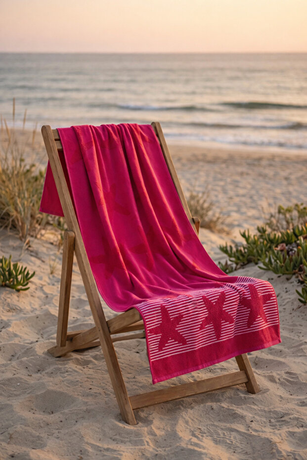 Cotton Collection Bukle Beach Towel Star Fuchsia