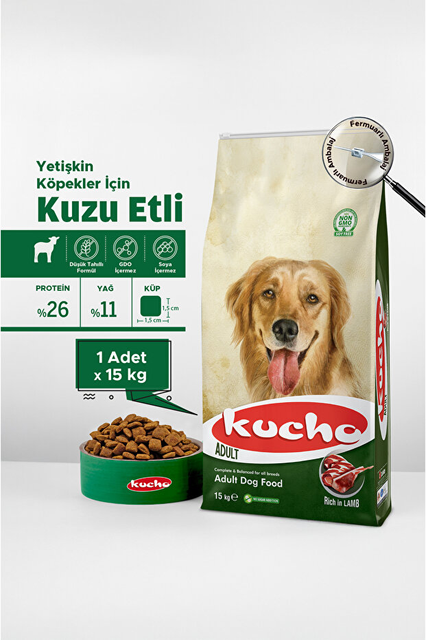 Kucho Kucho Adult Dog Lamb Kuzu Etli Yetişkin Köpek Maması 15 Kg