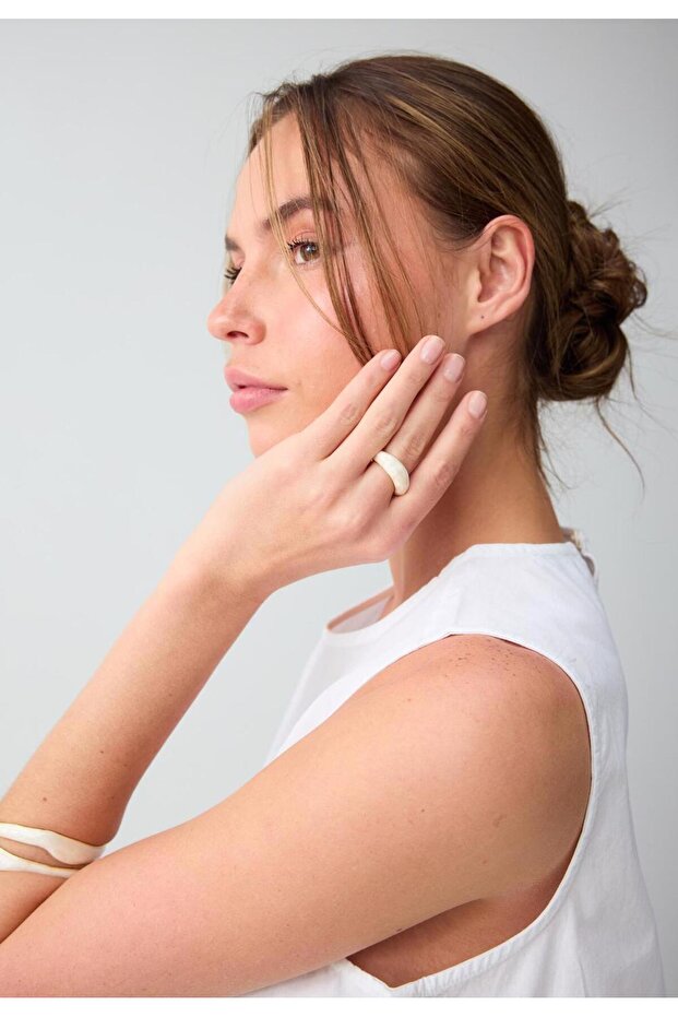 White Asymmetrical Figured Modern Ring
