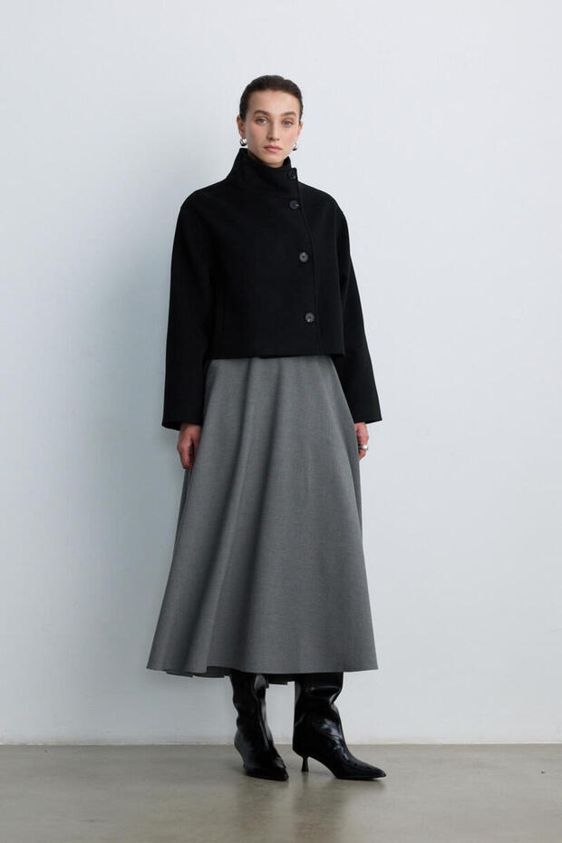 GRAY ROLLED SKIRT