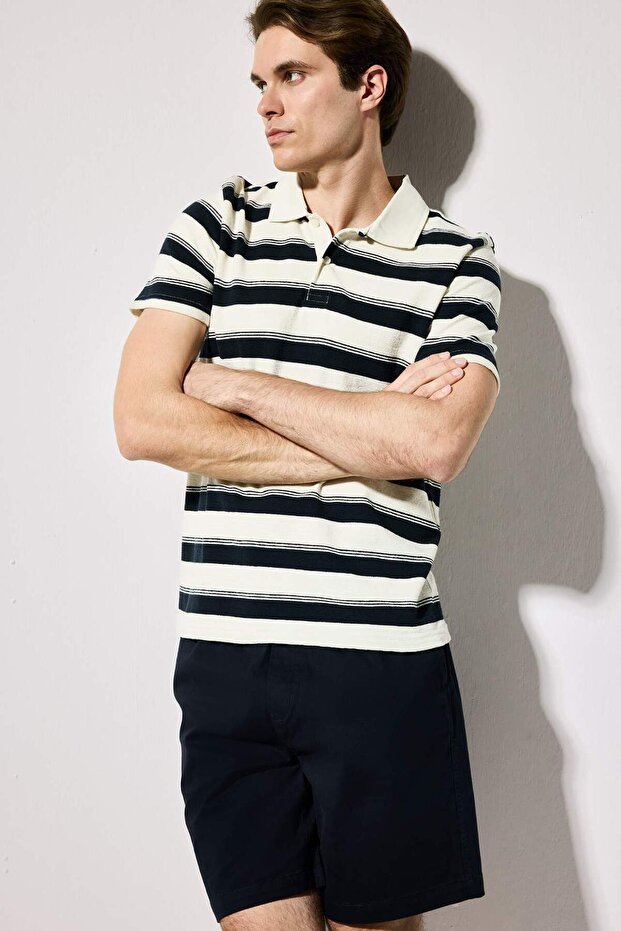 100% Cotton Regular Fit Polo Collar Short Sleeve Polo T-Shirt G6009Ax26Sm