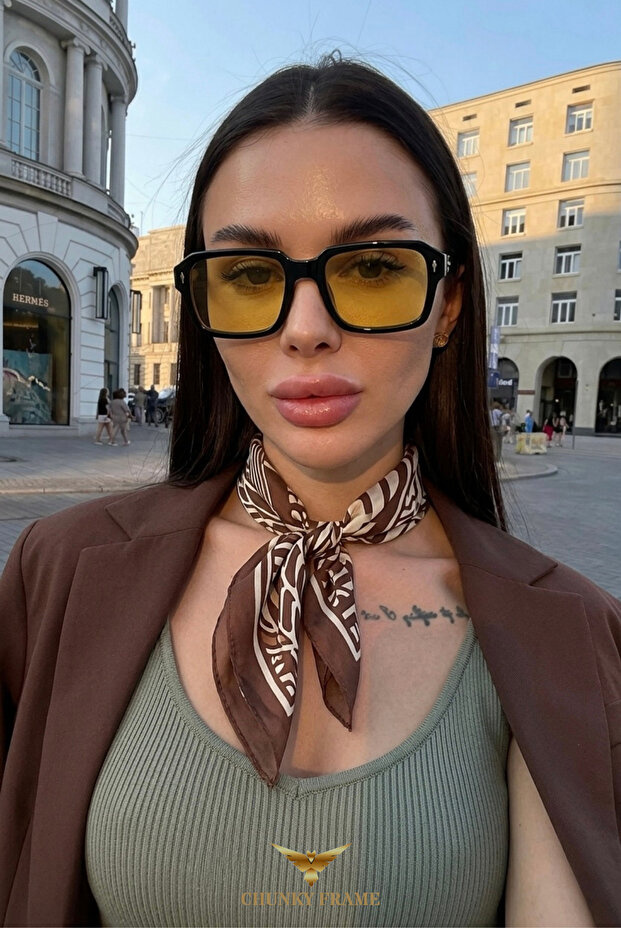 نظارات شمسية Abel للجنسين من New Season خفيفة الوزن للغاية باللون البرتقالي UV400 بإطار بلاستيكي مستطيل الشكل