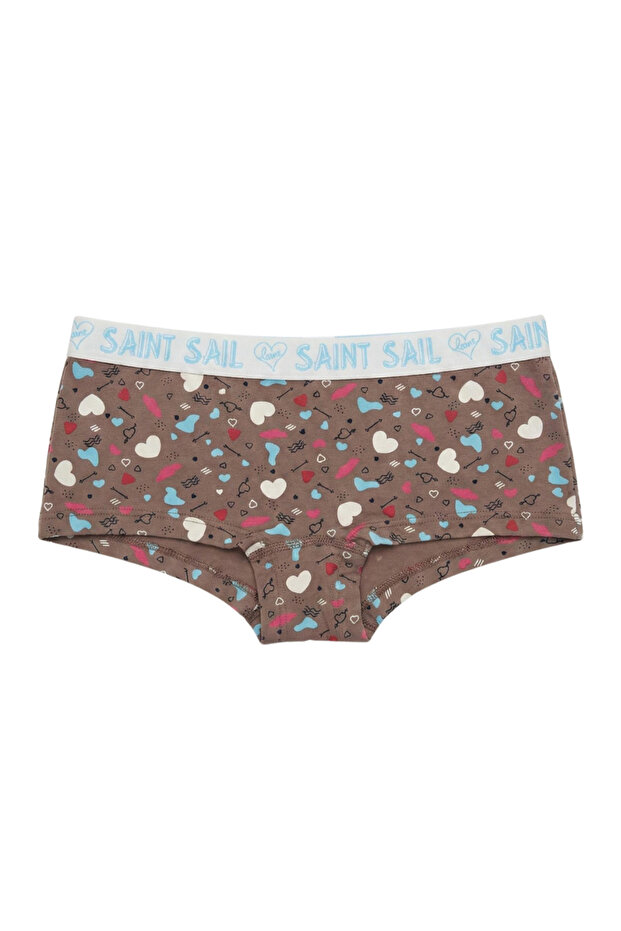 Dear Lover Combination Mink Brown Women's Boxer with Patterned Design of'Love Arrows'