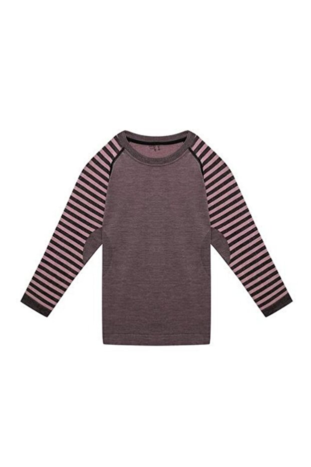 Ultimate Merino Kids Seamless Striped Thermal Top Underwear Sweatshirt Pink