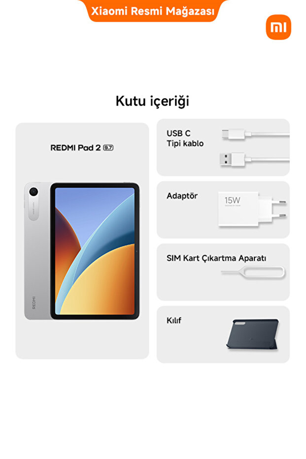 REDMI Pad 2 9.7 with Cover 4GB+128GB Gümüş(Xiaomi Türkiye Garantili) - 3