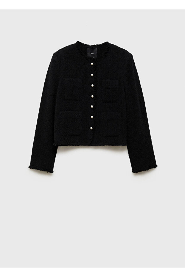 Stone-Embellished Buttoned Tweed Jacket - 3