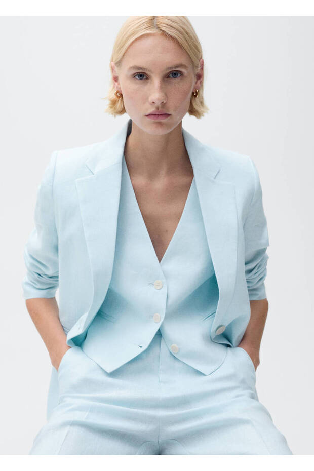 Keten blazer ceket - 7