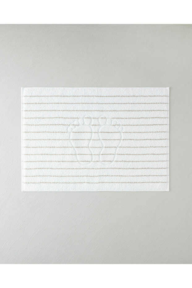 Mono Stripe Cotton Foot Towel 50X70 cm White - Beige