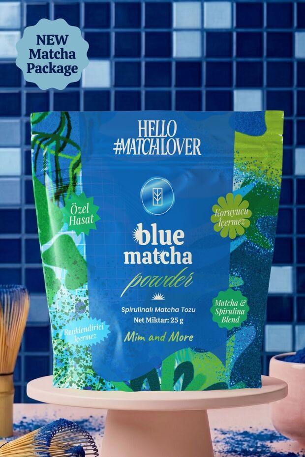 Blue Matcha Powder – Cookie Flavored Blue Spirulina & Matcha Powder Doypack 25 Gr