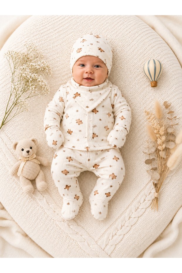 Baby Girl and Boy Cotton Newborn 5-Piece Hospital Discharge Set 0-3 Months