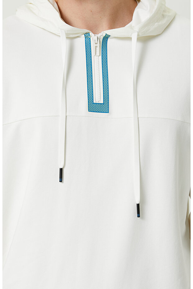 N-Tech Ekru Kapüşon Yaka Sweatshirt - 7
