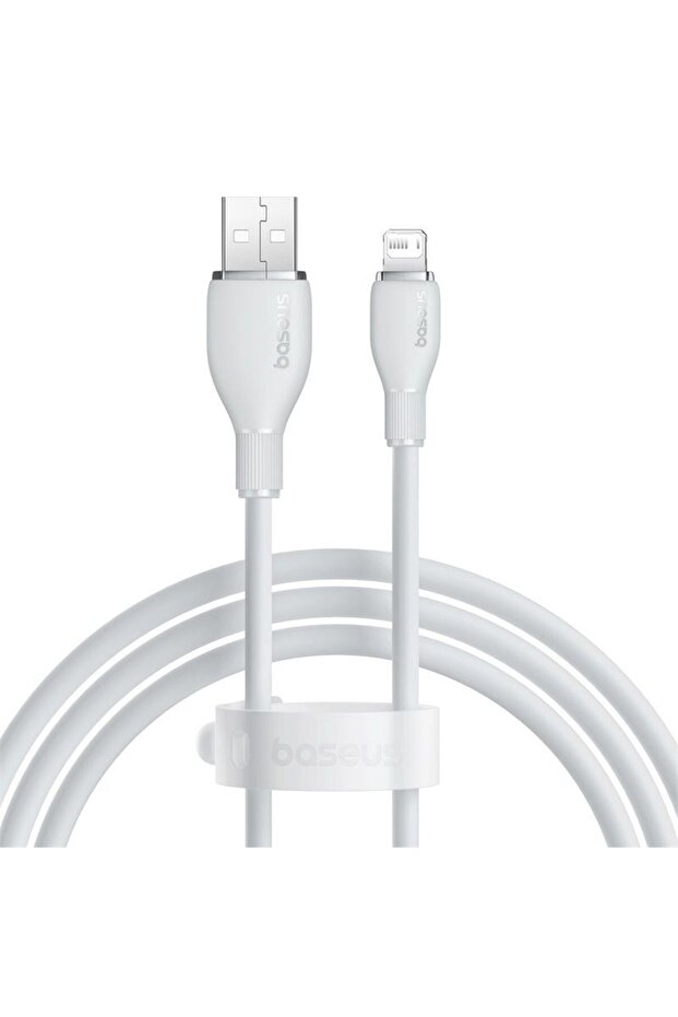 كابل USB إلى Lightning 2.4 A مع خاصية الشحن السريع للبودنغ بطول 1.2 متر باللون الأبيض
