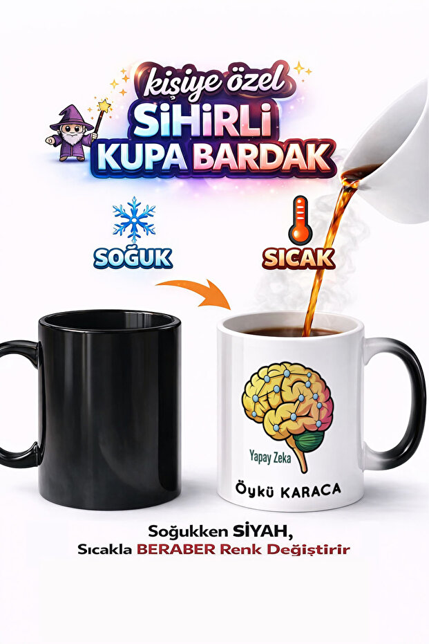 كوب سحري من البورسلين مطبوع على الوجهين من Diger Yapay Zeka بتقنية الذكاء الاصطناعي