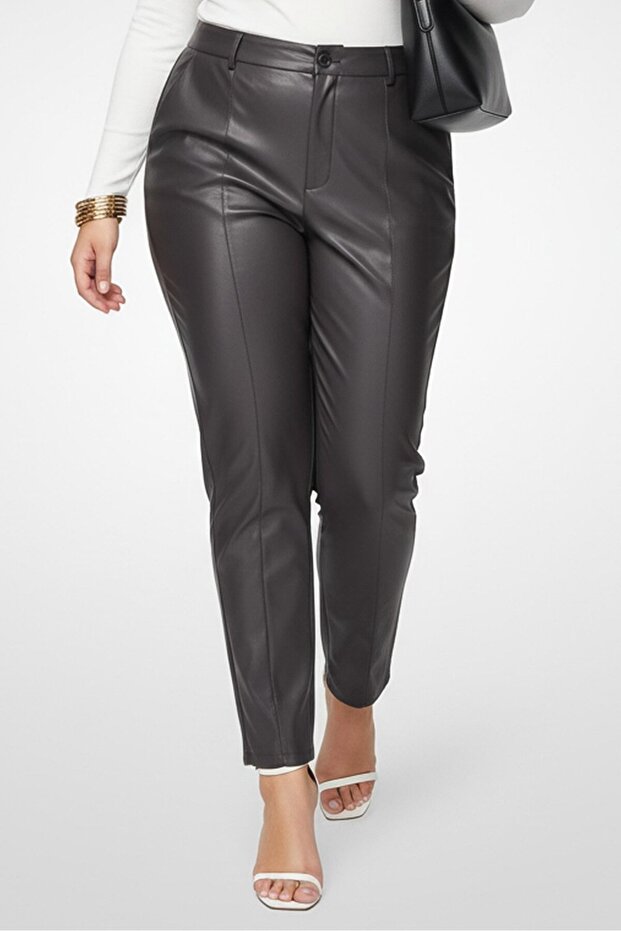 Women Regular Fit Leather Skinny Pants, Grey