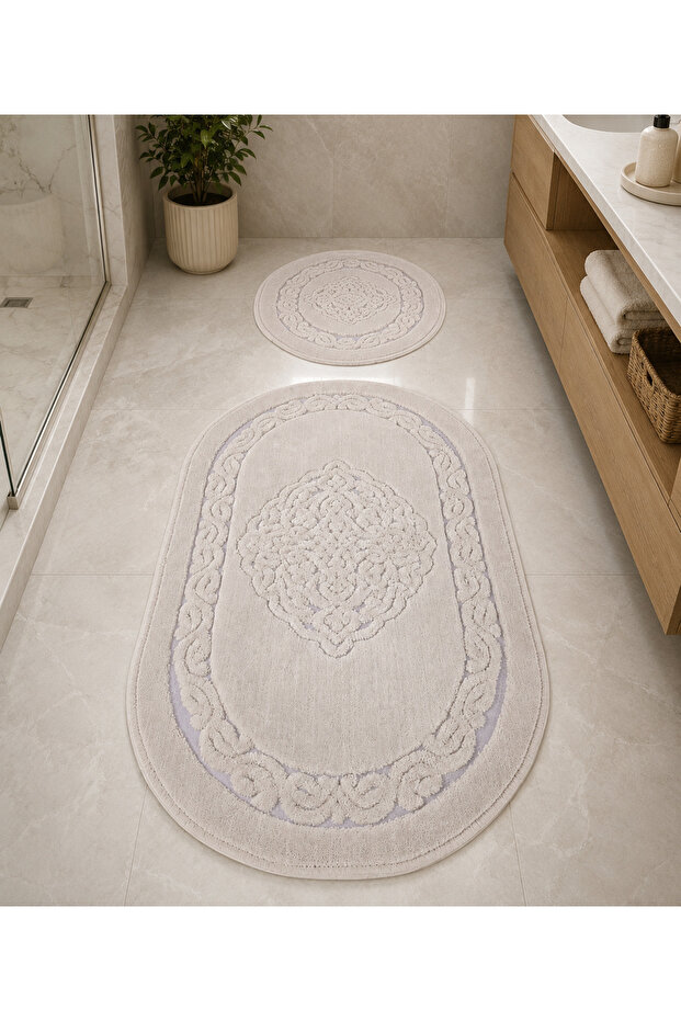 Cotton Oval Bathroom Set Stone Gray (60X100+60X50)