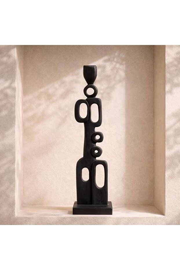 Fio Teakwood Abstract Decor Accent 10x10x41cm - Black