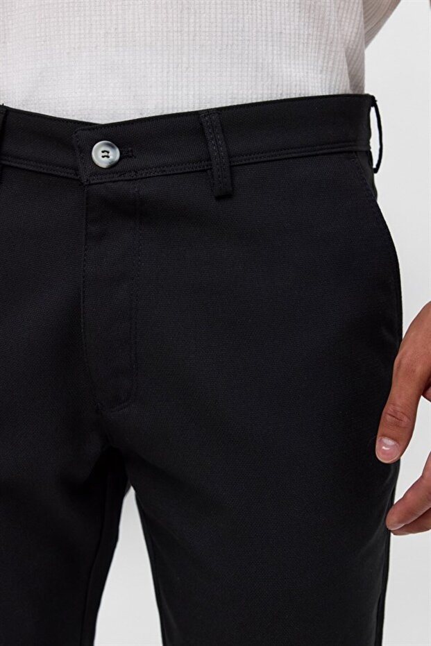 Siyah Slim Desenli Pantolon - 4