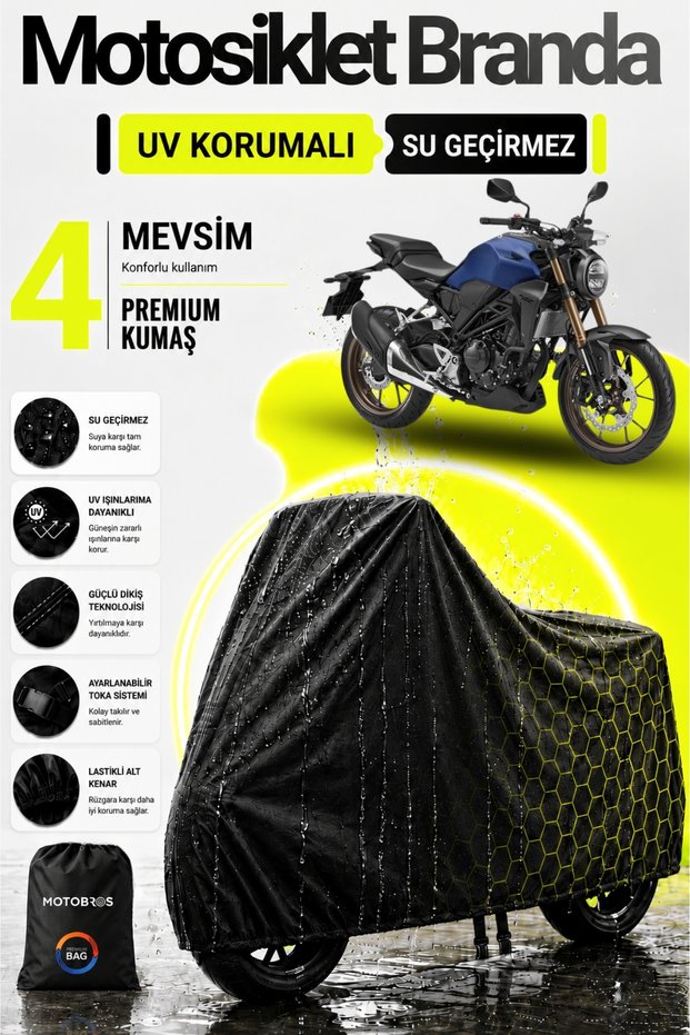 Motorcycle Tarpaulin Honda Cb250R Black Waterproof and Durable (Thickest) Cloth Lifespan Use