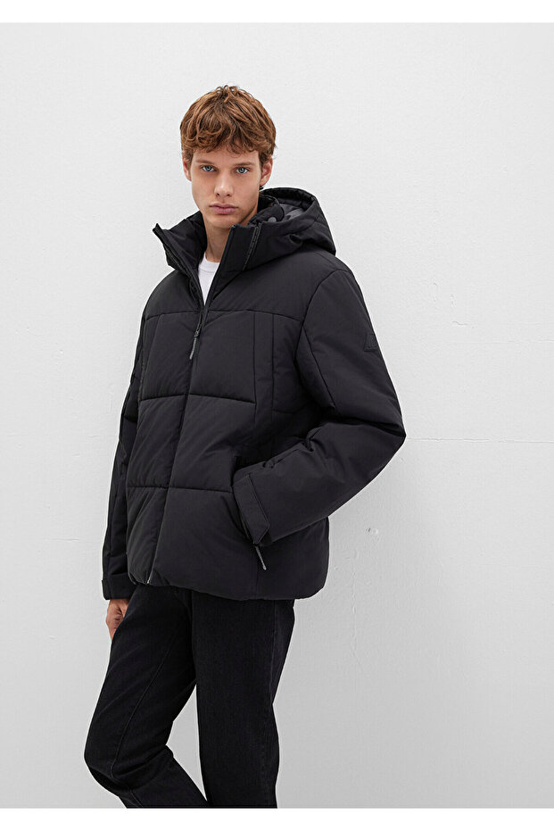 Water Repellent K Hooded Black Inflatable Jacket 0110675-71379