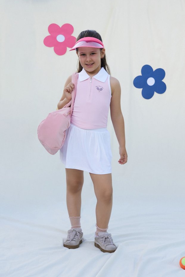 Tennis Club Girls' Tennis Skirt with Shorts – White
