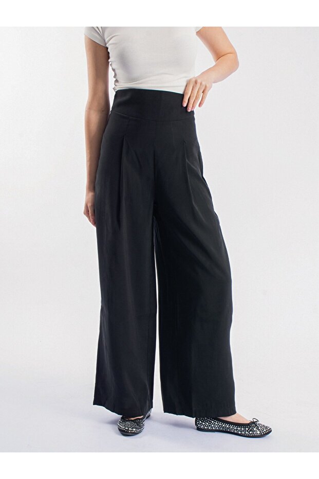 Modal Blend Fine Weave High Waist Loose Fit Women's Pants