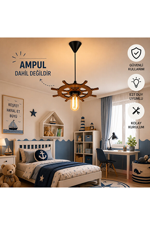Ahşap Doğal Dümen avize