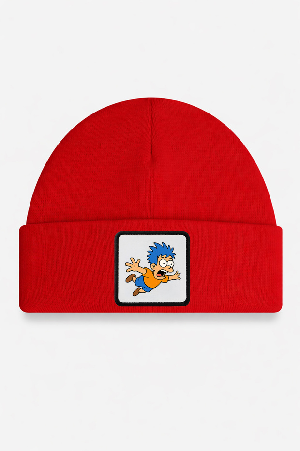 Red Children's Beret with Cartoon Logo