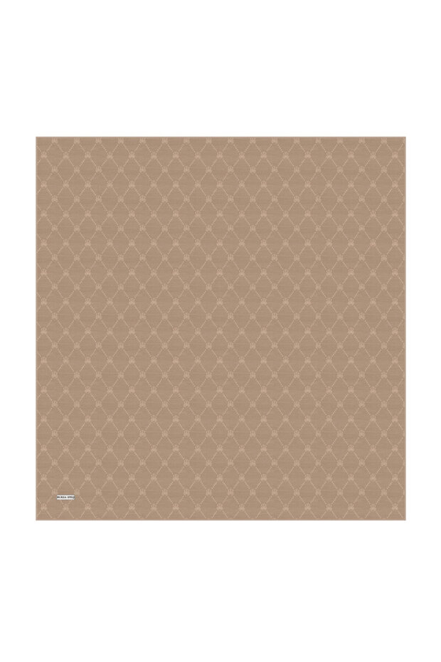Latte Monogram Pattern Silk Cotton Scarf - 1