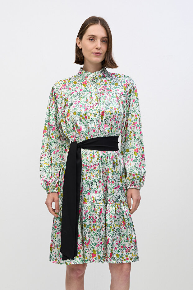 BELTED BUTTONED DRESS - 4
