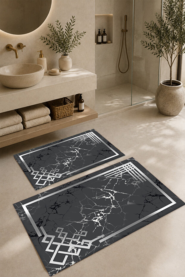 Digital Printed Non-Slip Sole 2-Piece Bathroom Mat Set 40 x 60 - 60 x 100 VCH