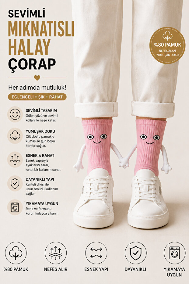 Hand-Holding Magnetic Socks, Friendship Socks, Cotton Single Pair