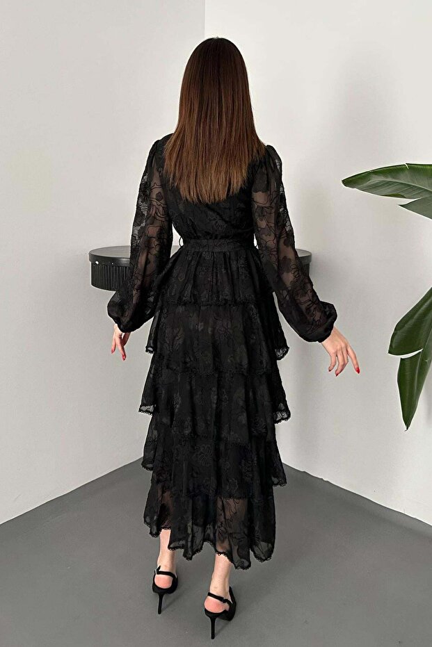 Volant striped layered dress - 5