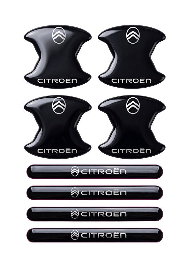 Premium Door Handle Scratch Protector (Set of 8) – Black & Transparent / Vehicle Brand Labelled