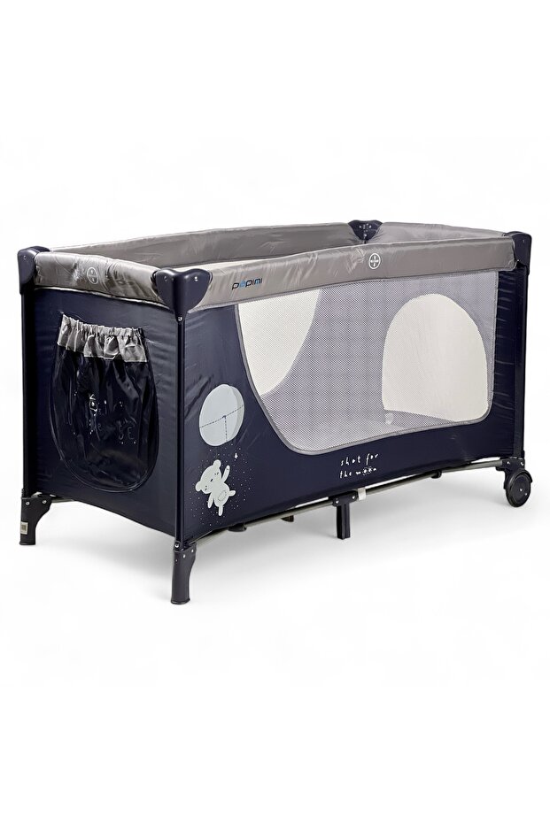 Rectangular Kids’ Playpen with Wheels – Foldable Baby Playpen with Side Door, Safe Mesh Panels