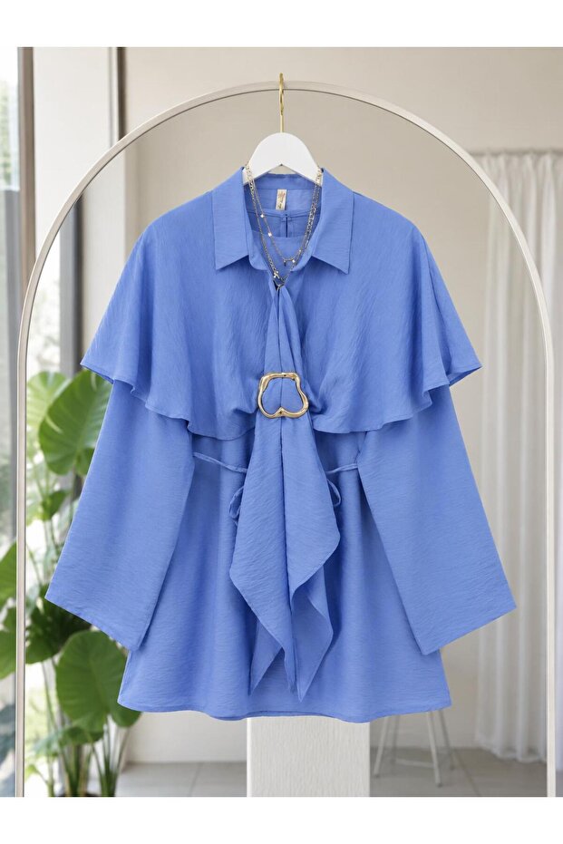 Women's Cape Detailed Buckle Tunic -0370