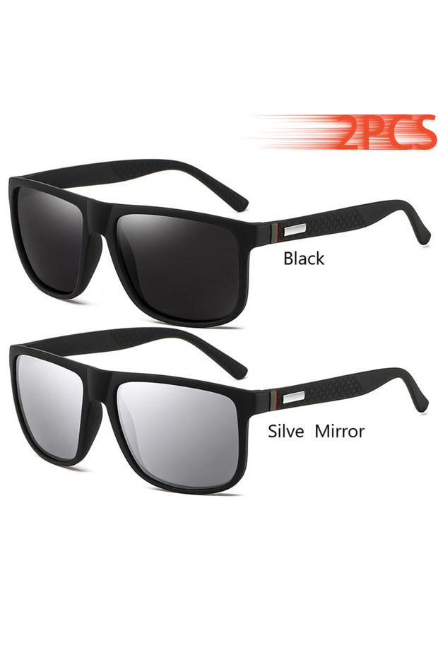 Black-SilveMirror Fashion Vintage Square Sunglasses Men Women Luxury Brand Designer Men's Sun Glasse