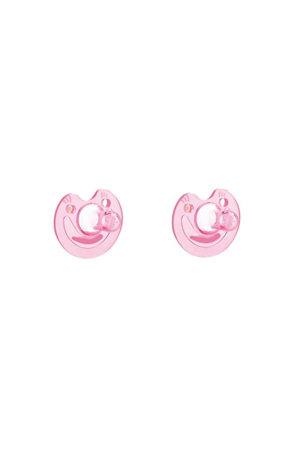 Smiley Pink 2PCS 0-3 Years Silicone Round Pacifier Baby Teether Bear Smiley Cat Silicone Pacifier Bi
