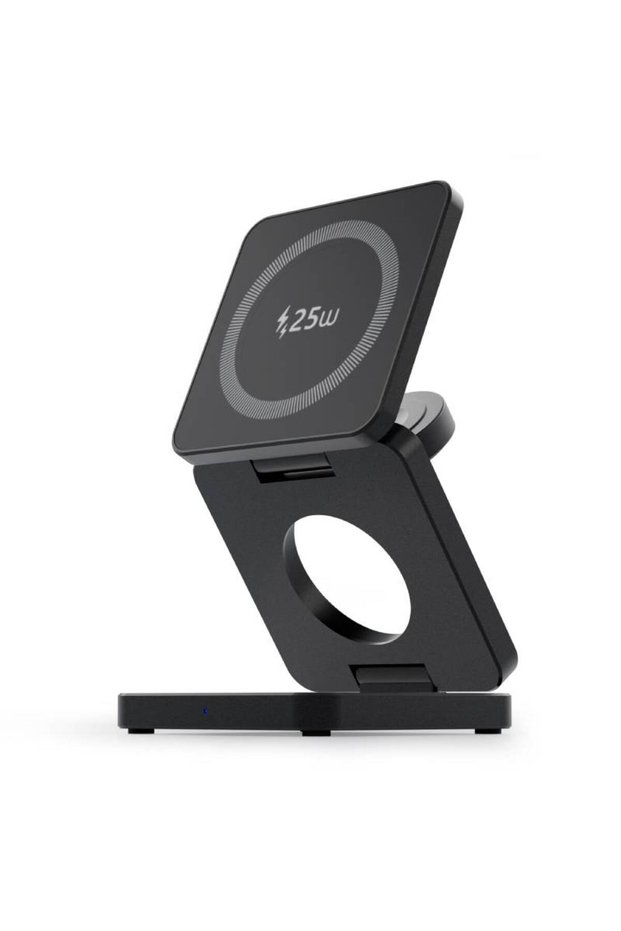Qi2.2-Black Qi1/Qi2.2 Foldable 3-in-1 Magnetic Wireless Charging Station for iPhone 12~17 Series Air