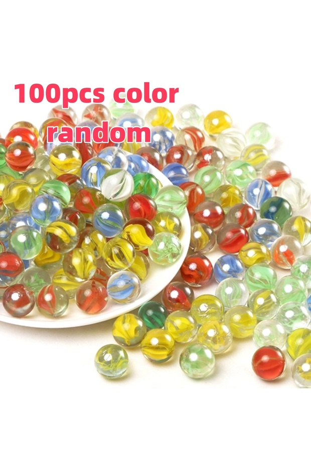 100pcs random 100/200PCS 14mm Colorful Glass Marbles Toy Kids Marble Balls Run Game Solitaire Toy Ac