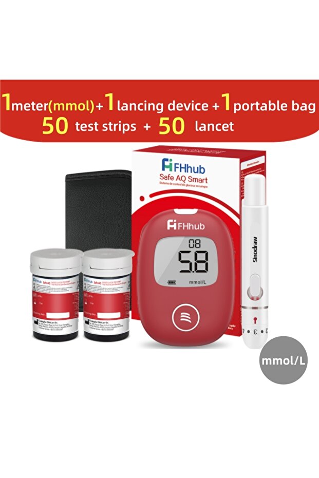 50 kit mol FHhub Safe AQ Smart Blood Glucose Meter with Test Strips Lancets Diabetes Blood Sugar Mon