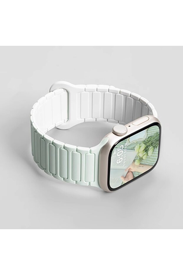 42 44 45 46 49mm LGreen White Silicone Strap for Apple Watch 46mm 42mm 49 45mm 41mm 44 40mm Magnetic