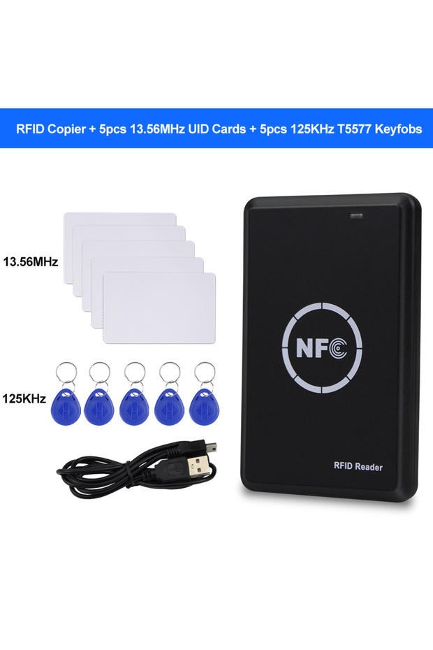 ناسخة مع بطاقة مفتاح NFC قارئ بطاقات ذكية كاتب RFID ناسخة / مكررة 125 كيلو هرتز 13.56 ميجا هرتز USB Progr