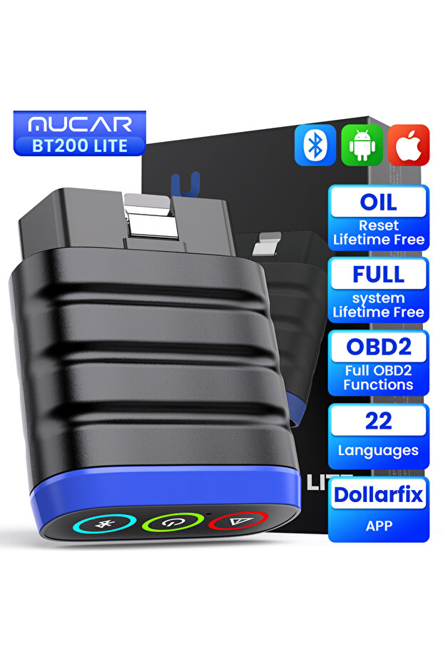 جهاز فحص أعطال السيارات MUCAR BT200 Lite OBD2، تشخيص كامل لنظام السيارة، مسح الأكواد، قراءة البيانات الحية، تشخيص أعطال السيارة...