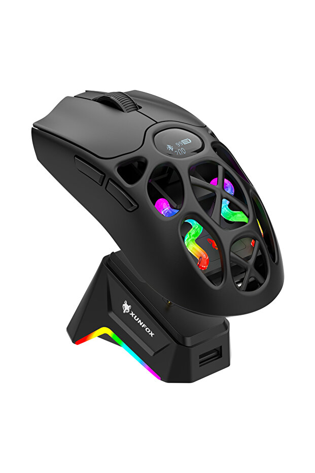 ماوس XUNFOX H16PRO أسود، خفيف الوزن S205، ماوس لاسلكي ثلاثي الأوضاع بتقنية البلوتوث للألعاب، قابل للشحن