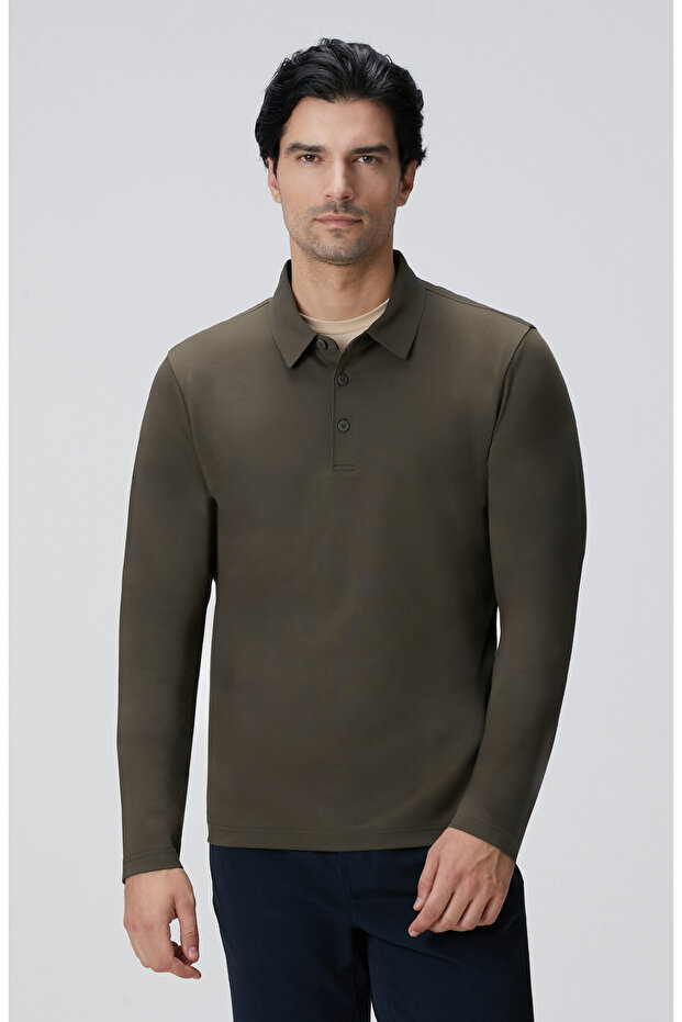 N-Tech Haki Polo Yaka T-Shirt - 1