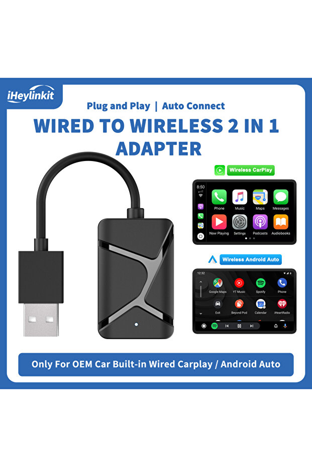 X6 IHeylinkit New 2in1 Wired to Wireless CarPlay Adapter Android Auto Dongle Smart Box 5GHz WiFi Typ