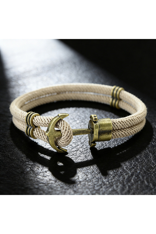 Khaki Vintage Anchor Hook Bracelet Men Bilayer Grade A Durable Nylon String Nautical Braslet Cool Su