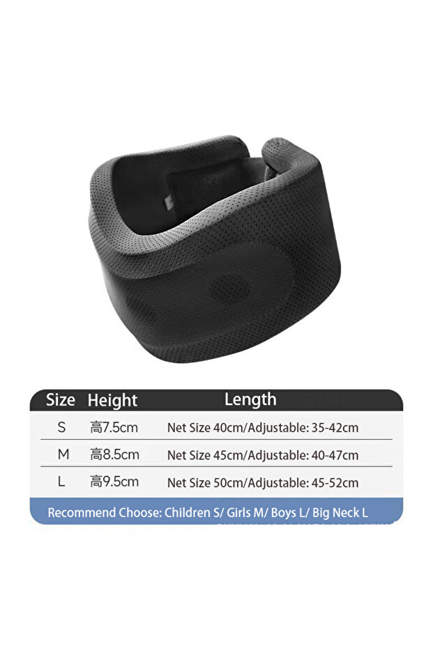L Black Soft Foam Cervical Neck Collar Adjustable Brace Support with Replacement Cover for Travel Of